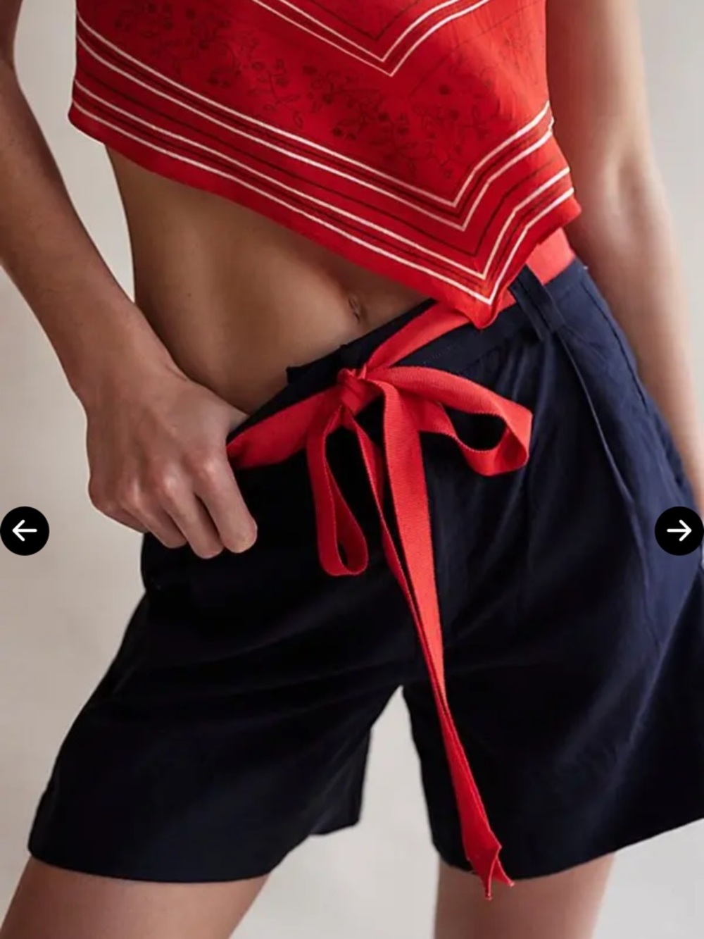 Free People Perfect Prep Trouser Shorts in Navy NWOT Retail $98 - Picture 2 of 4